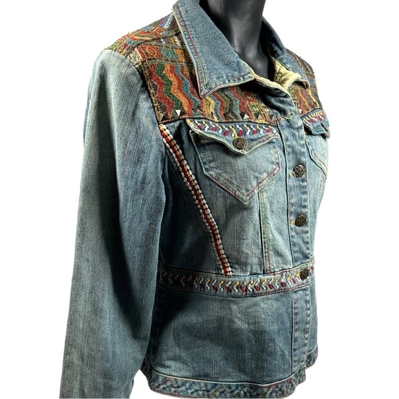 Cripple Creek Ranchwear Denim Jacket Embroidered Aztec CW8612 Women's Medium - Picture 5 of 16